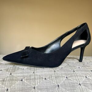 Kelly & Katie Zonya Black Faux Suede Textile Heels Pumps Women US 8.5 EU 39 Bow